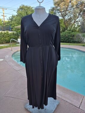 torrid Black Button-Front Midi Dress